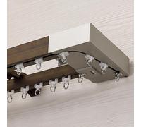 Système de rail de rideau robuste à double rangée de 2 m en noyer foncé pour un fonctionnement fluide, parfait pour la décoration de la maison et du bureau