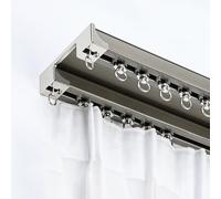 Système De Rail De Rideau Robustes 70 À 600cm, Montage Au Plafond À Double Rail Pour Diviseur De Pièce De Salon Et De Chambre À Coucher Tringle À Rideaux(Champagne,16.1FT/490CM)