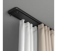 Système de rail de rideau silencieux à double rangée de rails en alliage d'aluminium noir pour chambre d'hôpital, cuisine, 70 600 cm, longueur 85 cm, standard