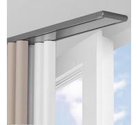 Système de rail de rideau silencieux à double voie en aluminium robuste pour séparateur de pièce, idéal pour chambre à coucher, salon, hôpital (gris, 5,8 m)