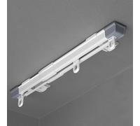 Système de rail de rideau télescopique, rail de rideau coulissant lisse for baie vitrée/pièce/cloison, ensemble de tringle à rideau robuste.(Ceiling Mount,1.9-3.6m)