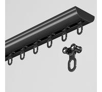 Système de rail de rideau ultra fin en alliage d'aluminium noir de 2,2 m pour montage au plafond, tringles à rideaux simples pour séparateur de pièce et décoration d'intérieur