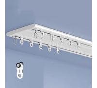 Système de rail de rideau ultra fin en aluminium - Montage au plafond - Double rail - Rouleaux sans bruit pour chambre à coucher, salon, hôpitaux (3,5 m) - Solution polyvalente de traitement de