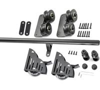 Système de rail d'échelle de bibliothèque - Matériel roulant en bois avec frein - Rail coulissant mobile pour bureau et loft - Comprend des rouleaux de sol - Installation facile