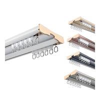 Système de rail double rail ain avec rouleaux silencieux, barre de plafond réglable de 0,5 à 6 m en aluminium pour un glissement fluide et des séparateurs de pièce - Blanc H pour décoration de maison