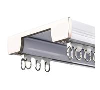Système de rail monté au plafond - Double rails avec rouleaux silencieux pour un mouvement fluide des rideaux et des drapés - Idéal pour les cloisons de séparation et les solutions d'intimité