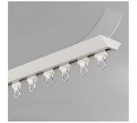 Système de rail mural ou de plafond autocollant pour séparateur de pièce avec poulie, kit complet et embouts 260 cm (8,5 ft, 2 x 130 cm), design moderne blanc