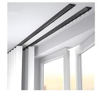 Système de rail pour rideaux, rail double pour rideaux de plafond - Barre de séparation de pièce en aluminium pour douches et camping-cars, glissement silencieux, longueur 2,5 m, finition no