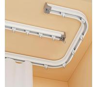 Système de rail pour rideaux, tringle à rideaux flexible pour baie vitrée - Rail de plafond en aluminium flexible pour chambre, salle de bain, douche, séparation de pièce (190 cm/6,2 pi, mon
