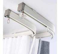Système de rail principal incurvé pour baie vitrée - Rail flexible en alliage d'aluminium de 6 m et fixations murales au plafond pour traitements de fenêtre personnalisables