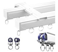 Système de rails à rideaux à double voie - Rails à rideaux robustes en aluminium montés au plafond pour camping-car, baie vitrée et cloison de séparation - Solution de rails à rideaux durabl