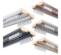 Système de rails à rideaux robustes en aluminium - Double rail de plafond pour séparateurs de pièce et rideaux lourds, rail coulissant durable, solution de décoration intérieure polyvalente,