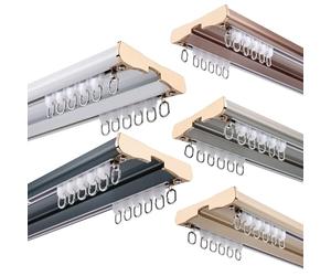 Système de rails à rideaux robustes en aluminium - Double rail de plafond pour séparateurs de pièces, rail coulissant renforcé pour rideaux, installation facile et durable, idéal pour la mai
