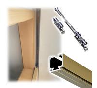 Système de rails de porte coulissante avec fixations à fermeture amortie - Kit de quincaillerie pour porte de poche en aluminium - 2,8 m - Pour armoire, pergola et garage - Accessoires de montage