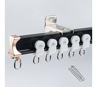 Système de rails de rideau de douche réglable et robuste - Tringle à rideau de douche avec crochets - Rail noir pour baies vitrées, lits superposés, camping-cars et garages (450 cm)
