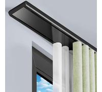 Système de rails de rideaux à double rangée montés au plafond et robustes pour rideaux, séparations de pièce, longueurs réglables (noir, 3,4 m)