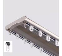 Système de rails de rideaux blancs et noirs, tringle à rideaux double couche avec rouleaux silencieux, séparateur de pièce 4,6 m (champagne, 4,3 m) - Solution de draperie polyvalente