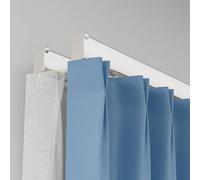 Système de rails de rideaux coulissants à double rail - Fixation murale - 4,8 m - Occultant - Pour fenêtres et portes - Réglable - 1 m à 6 m - Facile à installer - Blanc