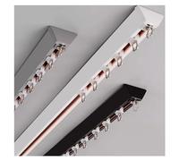 Système de rails de rideaux coulissants en forme de V - Rail de séparation sans couture pour salon, chambre à coucher et douche - Aluminium découpable de 4,9 m à 7,6 m - Noir