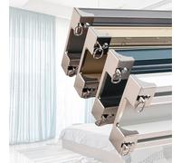 Système de rails de rideaux - Double rail en aluminium avec rouleau pour séparateur de pièce - Idéal pour camping-car, salon, hôpital et chambre à coucher - Longueur réglable 1 à 5 m