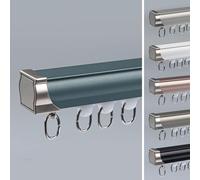 Système de rails de rideaux en aluminium - 120 cm - Montage au plafond ou au mur - Rail coulissant silencieux pour rideaux, parfait pour les fenêtres, ensemble de rails à rideaux durables