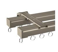 Système de rails de rideaux en aluminium à 2 voies pour rideaux coulissants - 150 cm - Durable - Blanc/noir - Décoration d'intérieur - Facile à installer - Design moderne