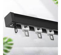 Système de rails de rideaux en aluminium robuste - Montage au plafond/mur de 50 à 600 cm - Kit de rails de rideaux coulissants pour séparateurs de pièce, chambre à coucher, rideaux de douche, rideaux