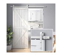 Système de rails de type caisson, système de rails robuste for porte coulissante de grange avec guide au sol et loquet de poignée, convient à une utilisation intérieure et extérieure.(244cm orbit)