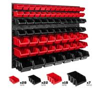 Système de rangement - BOTLE - 115 x 78 cm - Rouge et noir - 75 boîtes XS S M - Plastique