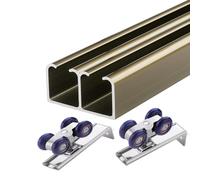 Système de rangement coulissant à double porte battante 3 4 5 6 7 8 9 10 pieds, Kit de quincaillerie pour portes de placard à double fermeture(Champagne,9ft/274cm)