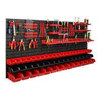 Système de rangement Meuble Atelier Étagère | 172 x 78 cm | 53 pièces | Étagère murale avec supports à outils et boîtes empilables - Plaques murales extra solides Étagère de rangement pour garage