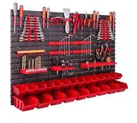 Système de rangement mural - 115 x 78 cm - Support à outils - 23 pièces Étagère de rangement modulable pour outils avec boites de rangement