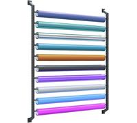 Système de rangement mural multi-usage noir pour 8/10/12 rouleaux avec barre de suspension réglable, support métallique pour vinyle de voiture, adapté aux rouleaux de film/covering pour vitres de vo