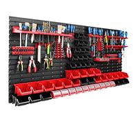 Système de rangement mural pour atelier et garage 172 x 78 cm Avec 50 boîtes empilables et supports d’outils Panneau porte-outil perforé ultra solide