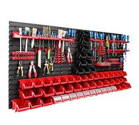 Système de rangement mural pour atelier et garage 172 x 78 cm Avec 56 boîtes empilables et supports d’outils Panneau porte-outil perforé ultra solide