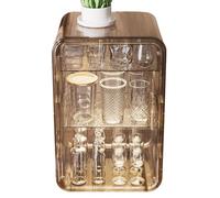 Système de rangement pour tasses - Boîte sèche protégée pour verres, services à thé et tasses, récipient à couvercle transparent avec zone de drainage, solution de cuisine stable pour l'ordre et l'