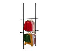 Système de rangement Relaxdays télescopique, ajustable de 165 à 300 cm, 75 à 120 cm, sans perçage, noir.