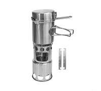 Système de réchaud compact avec batterie de cuisine en acier inoxydable et contrôle de la flamme résistant au vent