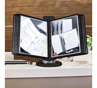 Système de référence de bureau à base noire, organiseur de référence mural durable, porte-documents à rabat réglable avec 10/20 poches faciles à charger pour documents A4, porte-cadeaux de catalogue