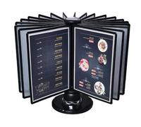 Système de référence de bureau rotatif - Présentoir à 360° avec 20 panneaux double face - Support de lecture de bureau pour présentation de documents