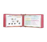 Système de référence mural magnétique durable, organisateur 10 poches, présentoir catalogue for le bureau et la maison, dossiers métalliques, mode paysage(Red)