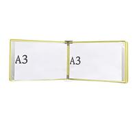 Système de référence mural magnétique durable, organisateur 5 poches, présentoir catalogue for dossiers bureau et maison, mode paysage A3(Yellow)