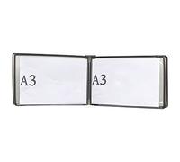 Système de référence mural magnétique durable, organisateur 5 poches, présentoir catalogue for dossiers bureau et maison, mode paysage A3(Black)