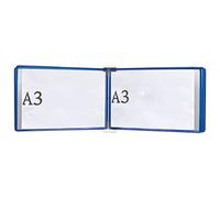 Système de référence mural magnétique durable, organisateur 5 poches, présentoir catalogue for dossiers bureau et maison, mode paysage A3(Blue)