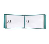 Système de référence mural magnétique durable Support d'organisateur 10 poches d'affichage catalogue taille A3 for le bureau et la maison Dossiers métalliques Mode paysage(Green)