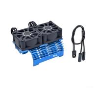 Système de refroidissement de moteur sans balais à double ventilateur pour voitures télécommandées à l'échelle 1/12 1/10 1/8 1/5 avec support pour moteurs 28 mm, 29 mm, 36 mm, 380 390 540 550 (Bleu380