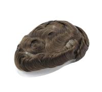 système de remplacement de cheveux pour hommes Postiche en cheveux humains naturels avec cheveux gris for homme, prothèse capillaire en dentelle suisse, perruque indienne en PU for homme postiche pour