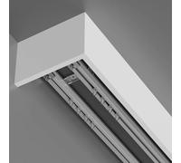 Système de rideaux silencieux à double voie avec boîte à cantonnière - Rail en aluminium blanc de 2,6 m pour montage au plafond ou au mur, fonctionnement fluide pour décoration de chambre à coucher et