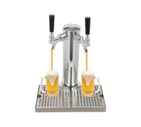 Système de robinet à bière avec 2 robinets et bac d'égouttement, distributeur de boissons en acier inoxydable pour bars, appartements et hôtels