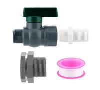 Système de robinet complet avec 2 valves à boisseau sphérique en PVC - Raccords de tuyau d'arrosage pour la collecte de l'eau de pluie - Récolte - Kit de conversion en plastique